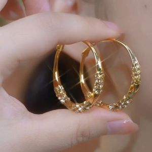 Silver Diamond Stud Earrings for Women Luxury Lightweight Face Slimming Large Circle Earring 925 Silver Needle Ear Clip Trendy Jewelry