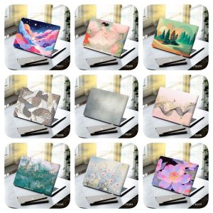 2pcs Creative Botanical Laptop Stickers Hand-Drawn Floral Line Art in Bright Colors Waterproof Vinyl Decal for Notebook Covers