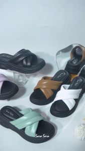 Sara Sara NAGITA Sandal Wanita Simple Elegan Sendal Wedges Platform Cewek Flat Kekinian