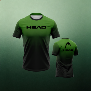 HEAD | HEAD Sports T-Shirt Green Black Gradient Ombre Design Short Sleeve Tennis Training Shirt