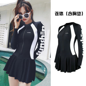 Plus Size Long-Sleeved Swimsuit Sun Protection Slimming Skirt Surfing Suit Suit Sun Protection Diving Suit Siamese Sports