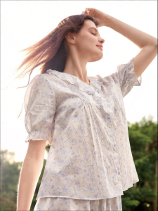 ManiForm | Ruffle V-Neck Short Sleeve Print Sleepwear Set