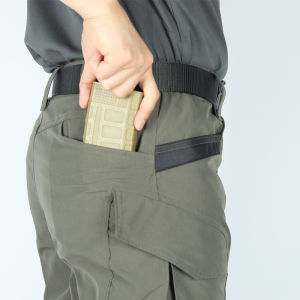 กางเกงยุทธวิธีผู้ชายกางเกงคาร์โก้กลางแจ้งหลายกระเป๋ากางเกงกันน้ําฤดูใบไม้ร่วงฤดูใบไม้ผลิสวมใส่ Workwear กางเกงเดินป่า