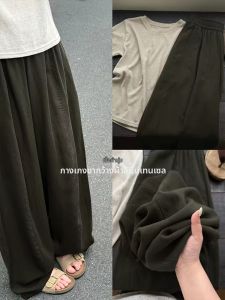 LANMENGYA | Teal Light Rayon Linen Loose Fitting High Waist Trousers