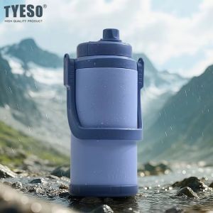 TYESO | TYESO Insulated Water Bottle Portable Sports Vacuum Flask with Strap&Straw Stainless Steel Dual-drinking Kettle for Outdoor/Camp