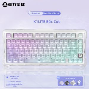 Gravastar | Bộ bàn phím cơ không dây và chuột Gaming Layout 75% trong suốt tông màu hồng cho nữ