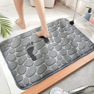 🔥Hot🔥 Pebble Embossed Coral Velvet Bathroom Non-slip Mat Machine Washable Household Stain-Resistant and Absorbent Carpet Door Floor Mat Household Products