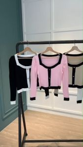 BL20786 Puffy Longsleeve Contrast Knit Top