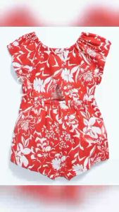 Matching Printed Flutter-Sleeve Romper for Baby (0-3 M)
