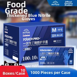 Intco | Food Grade Anti-Slip Blue Nitrile Gloves