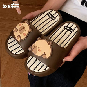 Cute Coala Summer Slippers Men Women Indoor Outdoor Wear EVA Striped Couples Slippers Comfortable Home Shoes Trendy Flip Flops