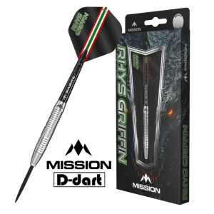 MISSION STEEL TIP DART- 22G/24G Rhys Griffin 95% Tungsten Steel Dart Set (ARROW DART KELULI)