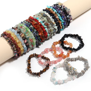 Reiki treatment Crystal Quartz Natural Stone Bracelet Charm Raw chip Healing Chakra Yoga Stretch Bangle for women men boy girl