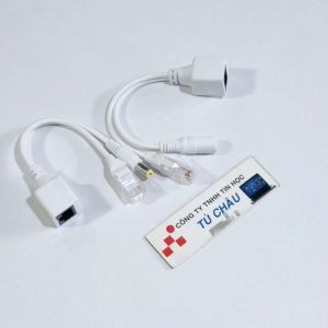 Bộ cáp POE thụ động / Gồm đầu nguồn và đầu RJ45 cho camera IP (Bộ 2 dây)