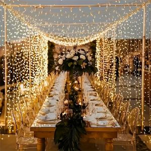 Battery Powered LED Curtain String Lights 8 Modes Fairy Lights Garden Wedding Birthday Holiday Bedroom Decorations for Home