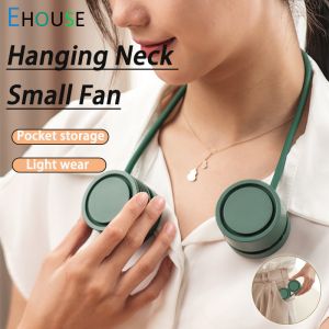 Mini Hanging Neck Fan Portable Bladeless 1600mAh High Capacity Battery USB Rechargeable 360 ° Rotable Sports Fans Aroma Neck Hanging Electric Fan Three speed Silent Air Cooling