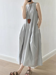 Puffy Bud Dress Large Swing French Loose Slimming Sense of Design Summer New Sleeveless Vest Mid-Length Skirt