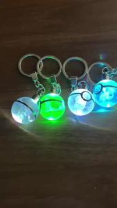 Takara Tomy | Pokemon Crystal Ball 3D Pikachu Mewtwo Mew Gengar Night Light Pokeball Crystal Keychain Anime Action Figure Toy Birthday Gift