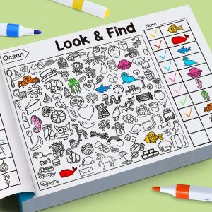 Look and Find Activity Book for Kids with Hidden Objects Focus Attention Practice Fun Coloring Book Home School Early Education