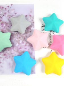Colorful Silicone Star Beads 40mm DIY Handmade Teeth Grinding Toys Baby Accessories Non Toxic Boilable Infant Teething Toy Parts