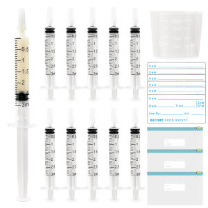 20-Piece Colostrum Collection Kit Includes 3ml Colostrum Syringe with Cap Stickers Transparent Zipper Bag and Measuring Cup