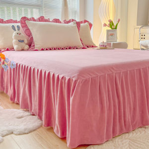 Thickened High Grammage Bed Canopy Skirt Full Wrap Non-Slip Protection Cover Milk Velvet Coral Velvet Fleece Bedding Covers