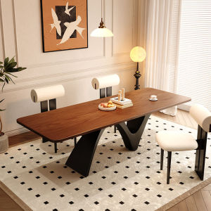 French Vintage Style Solid Wood Dining Table Italian Minimalist Wabi-Sabi Office Desk Living Room Tea Dining Table