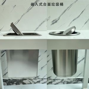 Incorporated Stainless Steel Trash Can Cover Hidden Bathroom Sink Square Cleaning round Trash Can Household Cleaning Tools