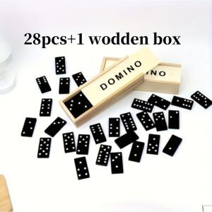 28 pieces 1 set of wooden domino board games travel fun tabletop games domino toys