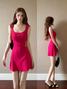 SUHUIQIAN | Red High Waist Tight Bodycon Dress Short