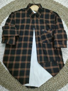 Kemeja Flanel Lengan Panjang Motif 3Demensi Terbaru