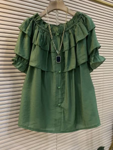 plus Size Summer New Womens Loose Top Cover Belly Slimming Meat Concealing Korean Style Commute Regular Sleeve Short Sleeve round Neck