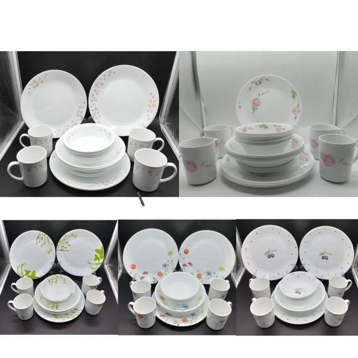 20pcs Corelle Dinner Set Pinggan Mangkuk Kaca Lazada