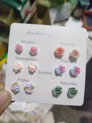 Phong Cách Tươi Mát Bạc 925 Kim Hoa Bộ Bông Tai Hoa Thanh Lịch Kẹo Màu Nữ Trang Sức Thời Trang Mùa Hè Kết Hợp Phụ Kiện