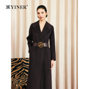 Wool Cashmere Blend Double Breasted Turn-Down Collar Coat