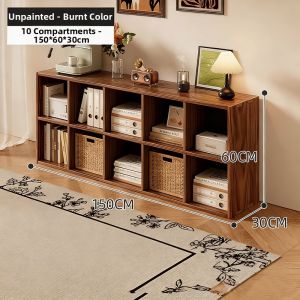 Low Solid Wood Bookcase Grid Cabinet