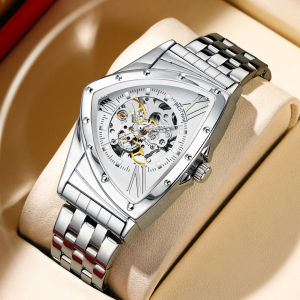 แฟชั่นผู้ชายนาฬิกาใหม่สามเหลี่ยมกลวงผู้ชายนาฬิกาอัตโนมัติกลไกนาฬิกากันน้ำ