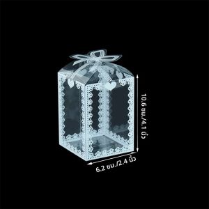 5ชิ้นกล่องใส PVC ลายลูกไม้สีขาวสุดสร้างสรรค์กล่องใส่เค้กแบบใส Apple ของเล่นของที่ระลึกช็อกโกแลตของขวัญลูกกวาดหน้าต่างใส