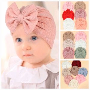 ABBYBaby Bow Turban Hat Cotton New Born Bonnet Hat Soft Ribbon Hat - 0 to 1 year - classy and elegant - timeless top - casual  - classic top - super kapal ng tela - hindi kayo magsisi - our aim is to produce quality items - premium fabric - excellent qual