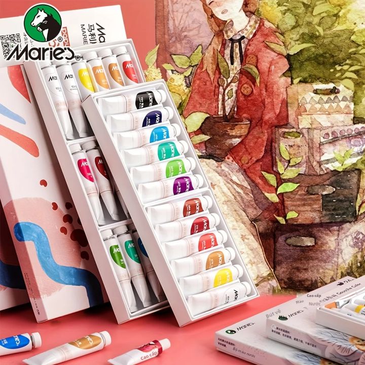Bộ Sơn Gouache Chất Lượng Nghệ Sĩ Maries - 12 Màu, Mỗi Màu 12ml/0.4oz ...