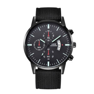 นาฬิกาข้อมือผู้ชายแบรนด์ XINEW รุ่นดั้งเดิม สีดำ แฟชั่นเรียบง่าย สายไนลอน นาฬิกาสปอร์ต แสดงวันที่ ระบบควอตซ์ Montre Homme Relogio Masculino