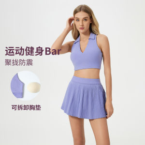 Elastic Fitness Sports Bra with Chest Pad Collared Backless Womens Underwear for Yoga Pilates Outdoor Wear Summer Autumn Spring