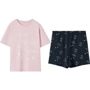 HODO | Cotton Couples Summer Pajamas Short Sleeve Comfortable Breathable Cool Feeling Casual Home Clothes Set Cartoon Print Design