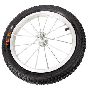 Set of 14 Inch Bicycle Wheels Complete with Rims and Tires for Front and Rear Wheel Replacement.