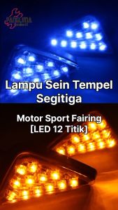 Lampu Sein Segitiga 12 Titik LED Biru-Kuning Motor Sport Fairing Ninja R-RR & CBR 150-250 & GSX & R15 & R25 Sen-Sign Ritting-Riting-Reting-Retting Tempel Segi Tiga