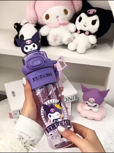 Sanrio Kids Water Bottle Tritan 550ml 2-in-1 Lid BPA Free My Melody Cinnamoroll Kuromi Hello Kitty