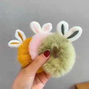 Ikat Rambut Scrunchie Bulu Kelinci Korean Style Lucu Kunciran Rambut Bulu Premium Halus Aksesoris Rabbit Fur Hair Tie