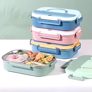 กล่องข้าว กล่องข้าวไมโครเวฟ กล่องใส่อาหาร พร้อมอุปกรณ์ช้อนตะเกียบสแตนเลส กล่องใส่อาหาร Lunch box