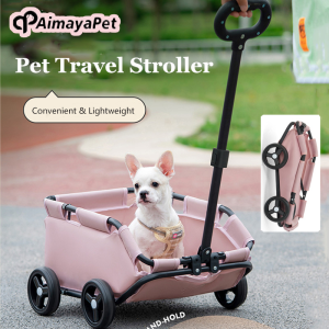 AIMAYAPET Small Pet Trolley Dog and Cat Stroller Foldable Pet Stroller Lightweight Folding Pet Carrier Outdoor Supplies