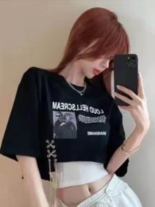 Sweet And Spicy Y2K Street Dance Performance Clothes Womens Group Performance Tops Jazz Dancing Outfits Casual Style Printed Two-Piece Set